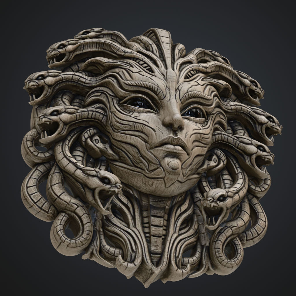 Alien Snake Lady Medusa CNC STL file preview 2