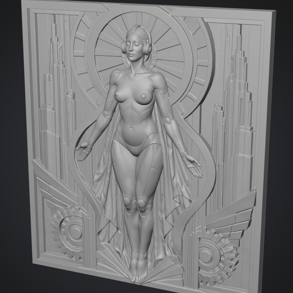 Android Variant Art Deco CNC STL file preview