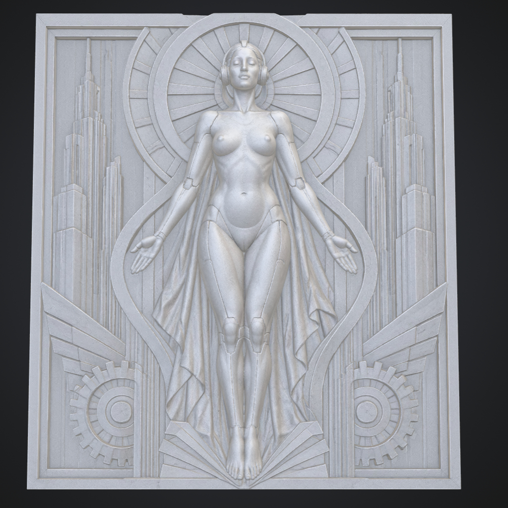 Android Variant Art Deco CNC STL file preview 2