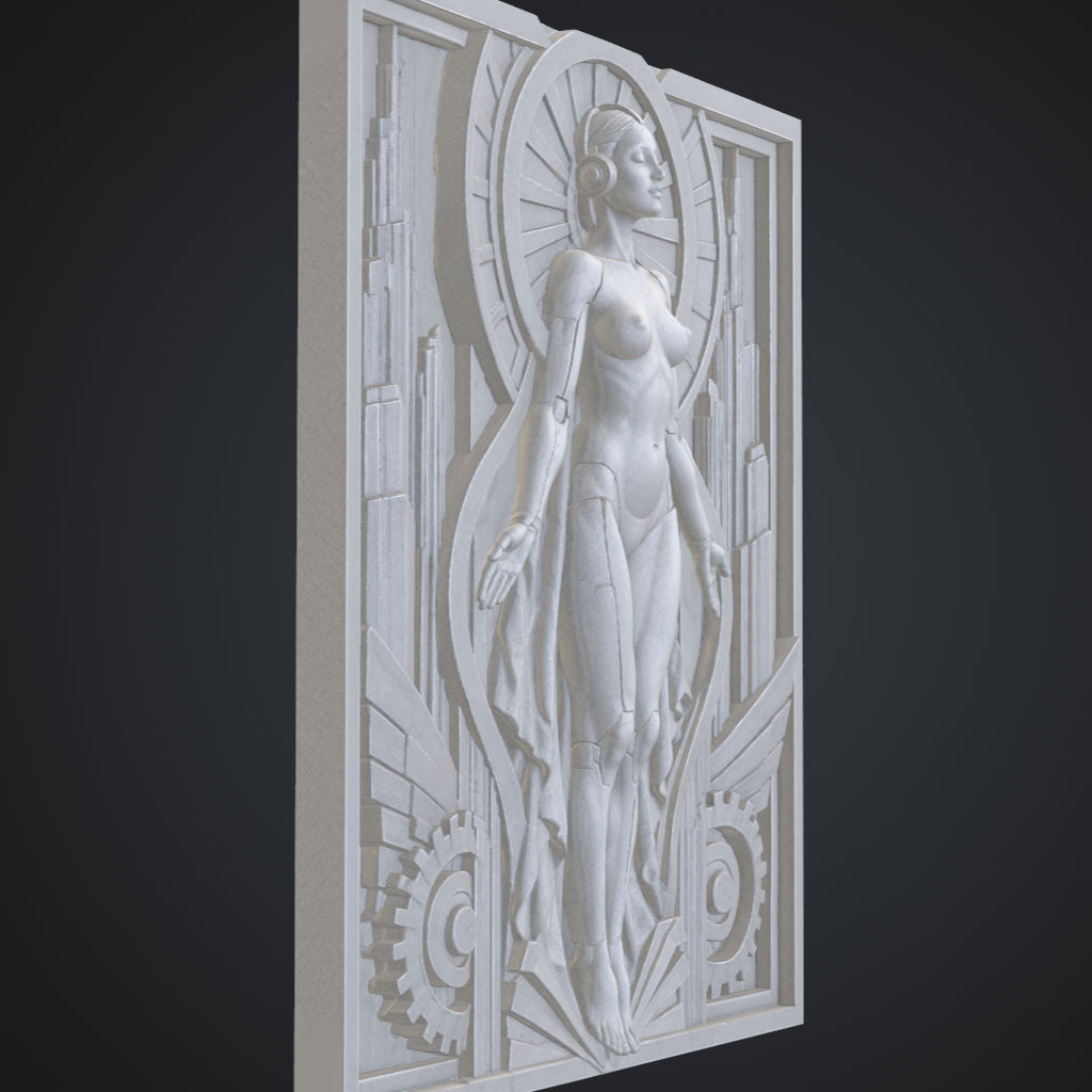 Android Variant Art Deco CNC STL file preview 3