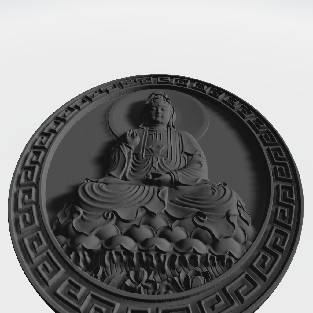 Buddhist Oval Plaque Relief CNC STL file preview 2