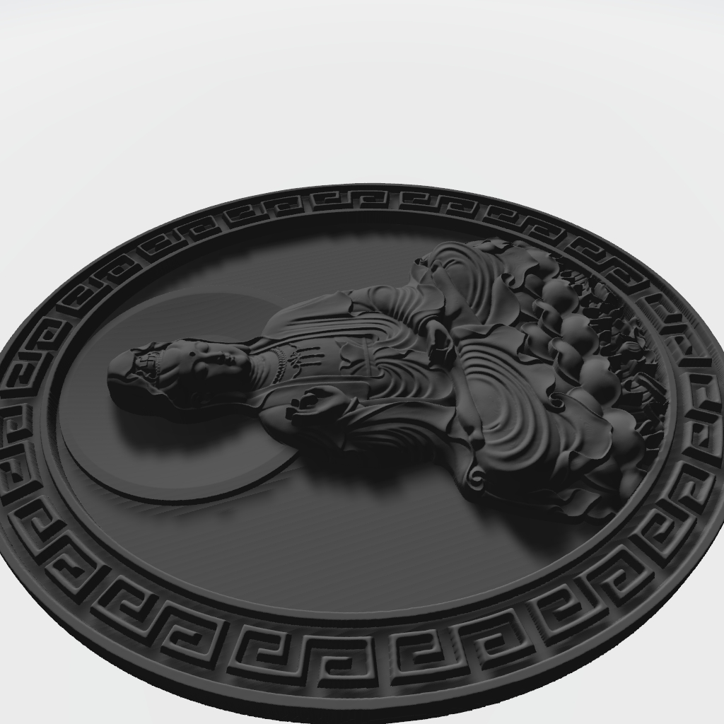 Buddhist Oval Plaque Relief CNC STL file preview 3