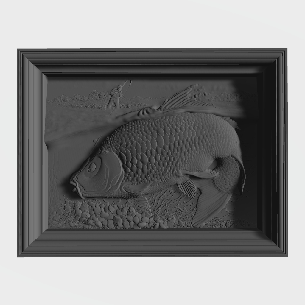 Carp Fly Fishing Framed Scene CNC STL Model CNC STL file preview