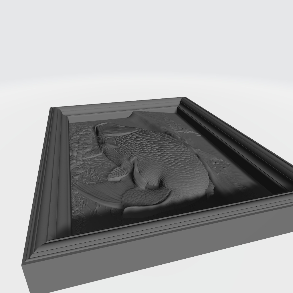 Carp Fly Fishing Framed Scene CNC STL Model CNC STL file preview 3