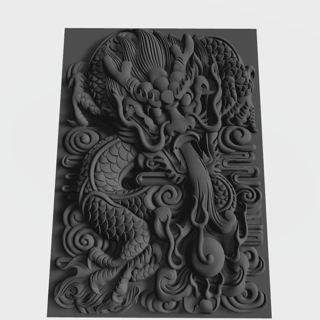 Chinese Dragon CNC STL file preview 3