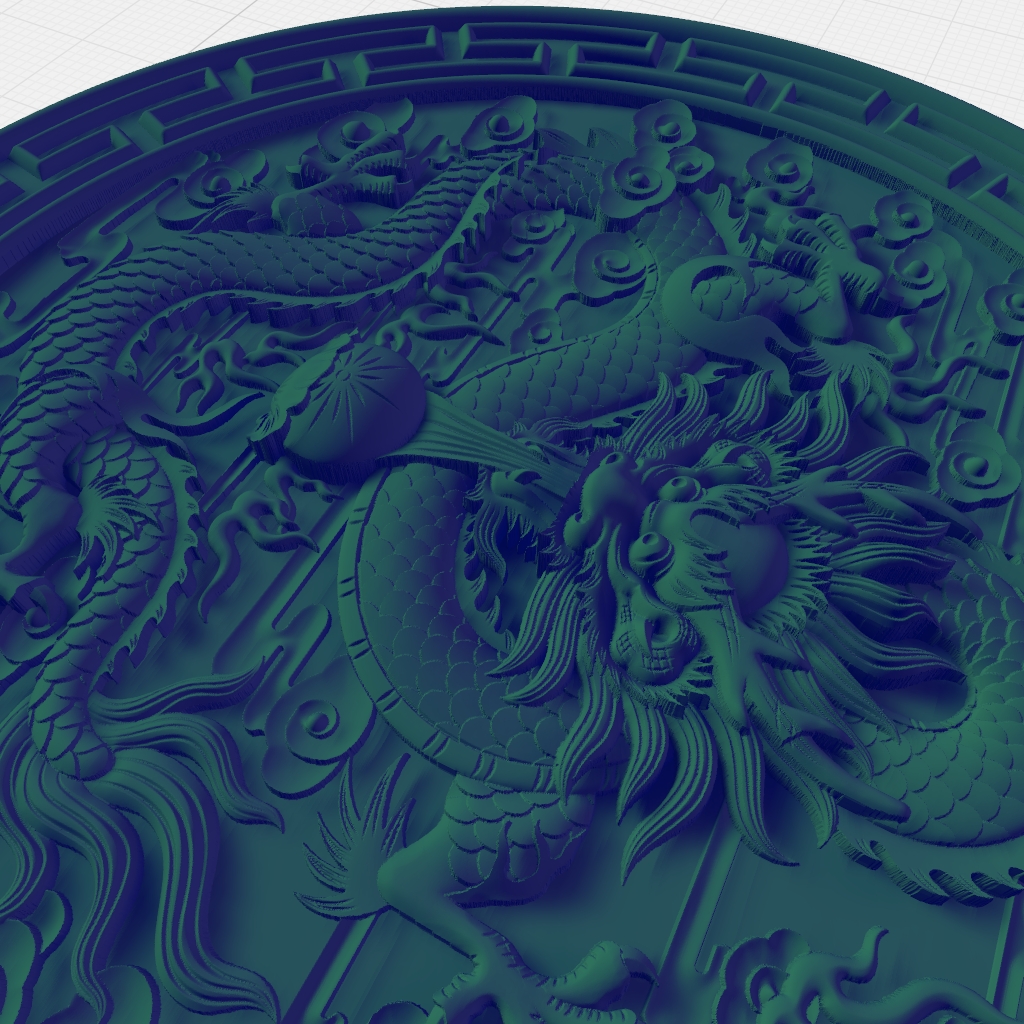 Circular Dragon Wall Plaque CNC STL file preview 3