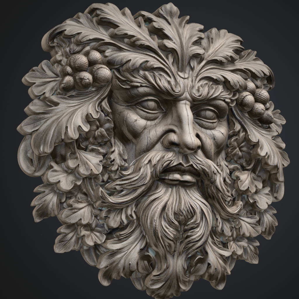 Cracked Greenman Forest Sprite King CNC STL file preview