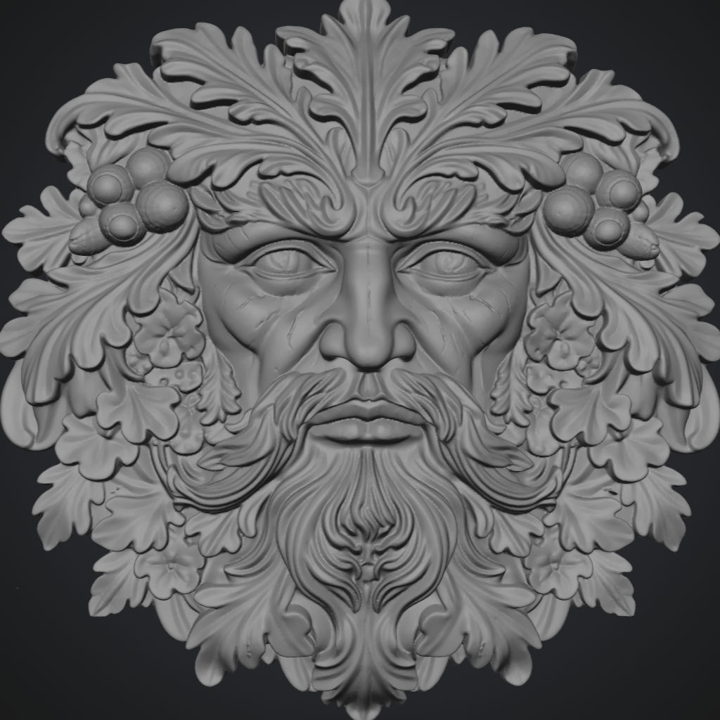 Cracked Greenman Forest Sprite King CNC STL file preview 4
