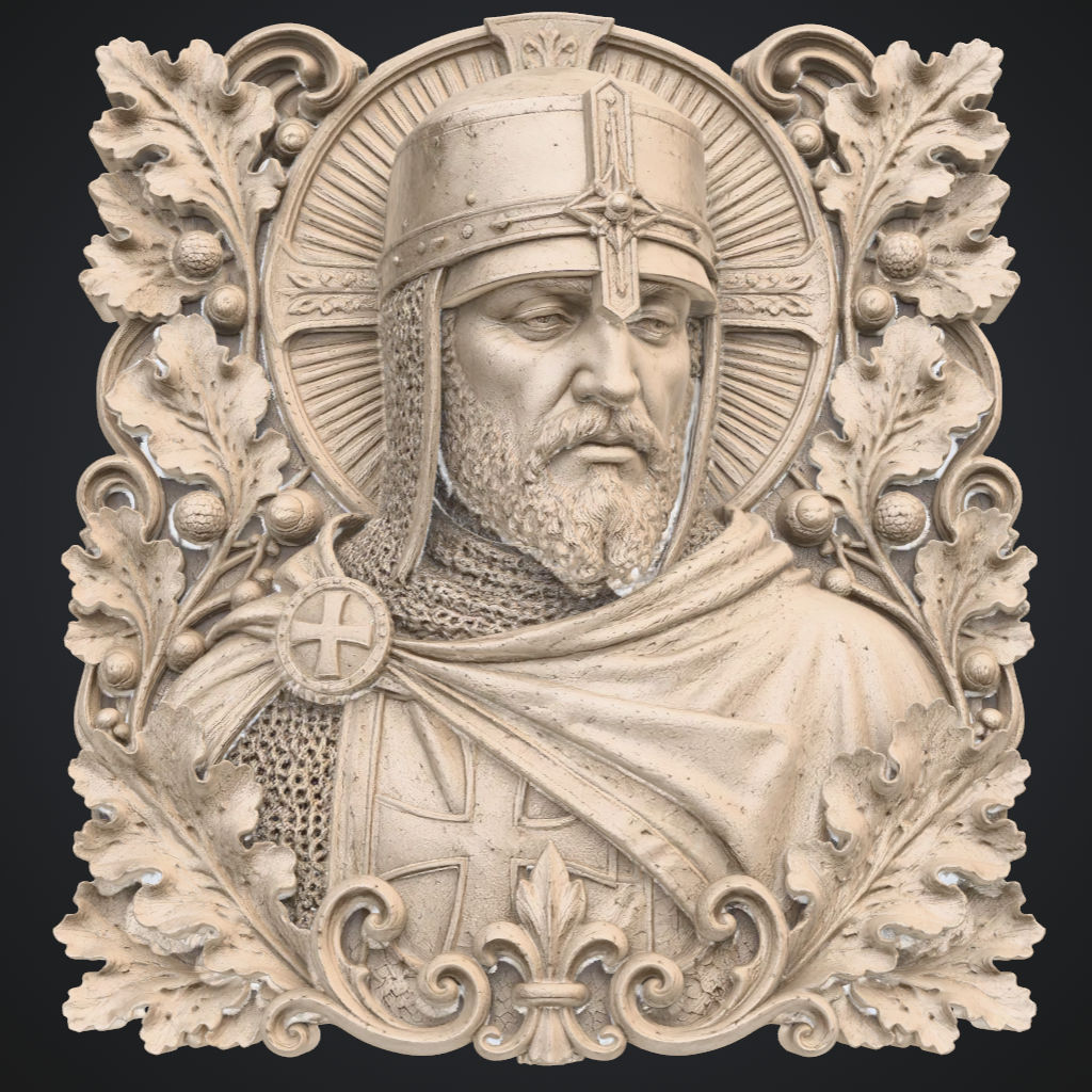 Crusader Knight Relief Plaque Face Model CNC STL file preview