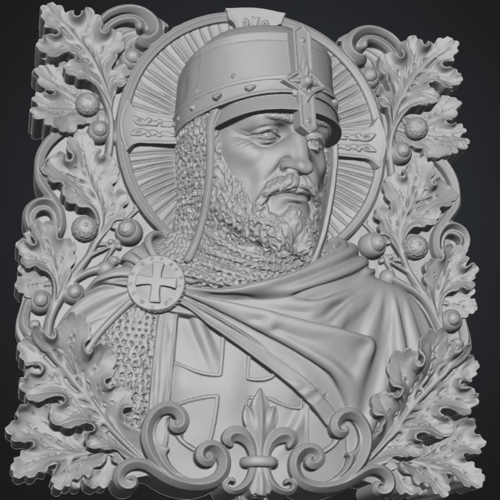 Crusader Knight Relief Plaque Face Model CNC STL file preview 3