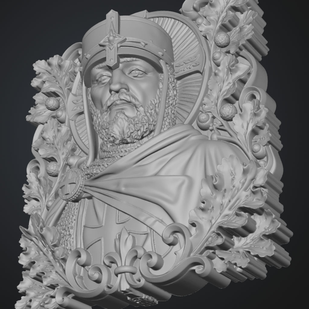 Crusader Knight Relief Plaque Face Model CNC STL file preview 4