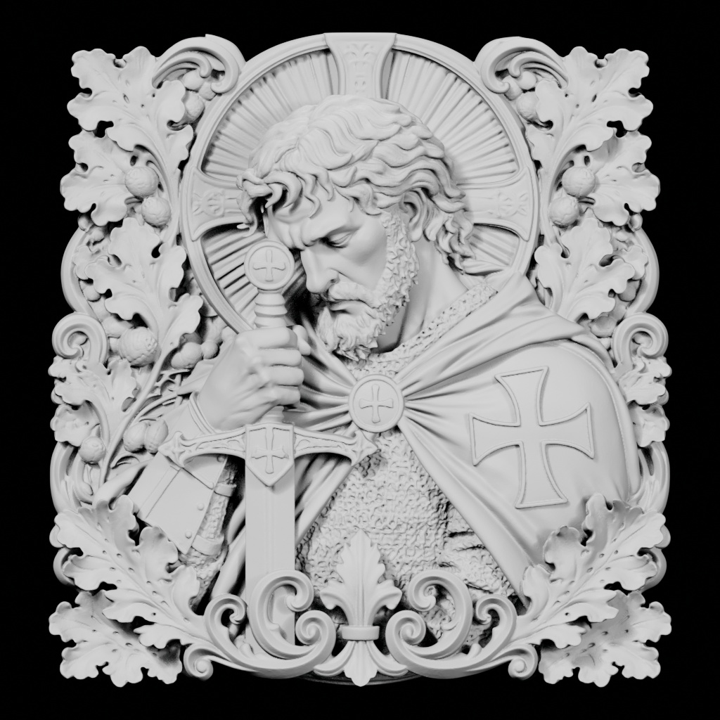 Crusader Sword Christ Crusades Relief Plaque CNC STL file preview