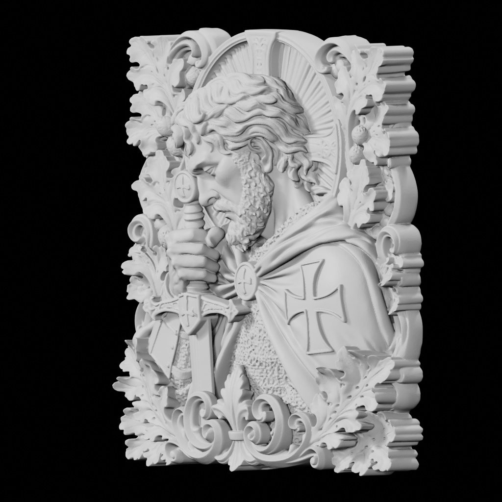 Crusader Sword Christ Crusades Relief Plaque CNC STL file preview 2