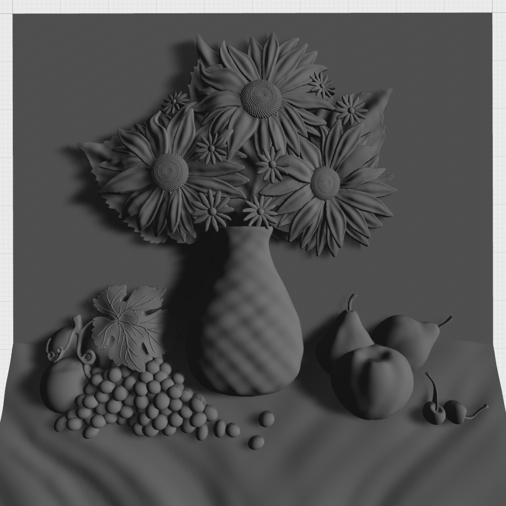 Flower Vase Still Life Painting Decorative Pattern Ornate CNC STL Model CNC STL file preview