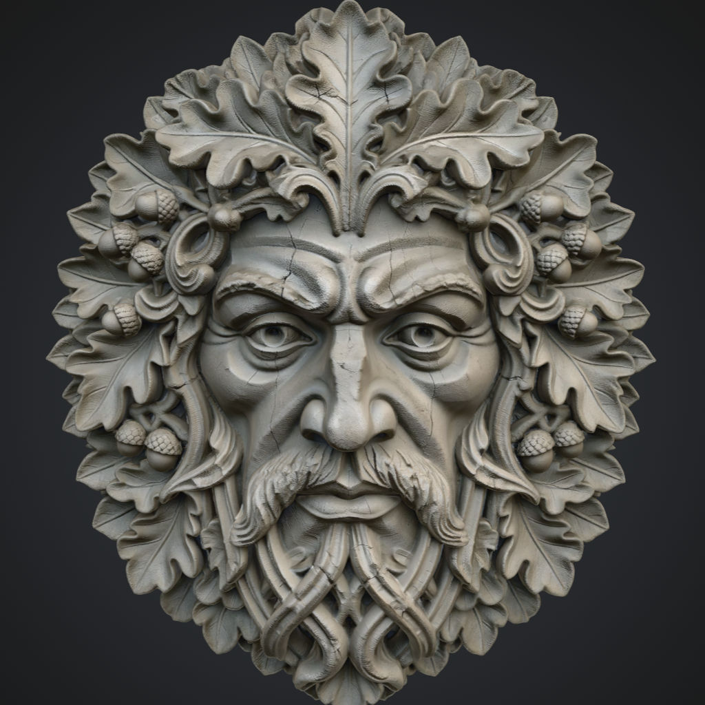 Gothic Stone Greenman CNC STL file preview