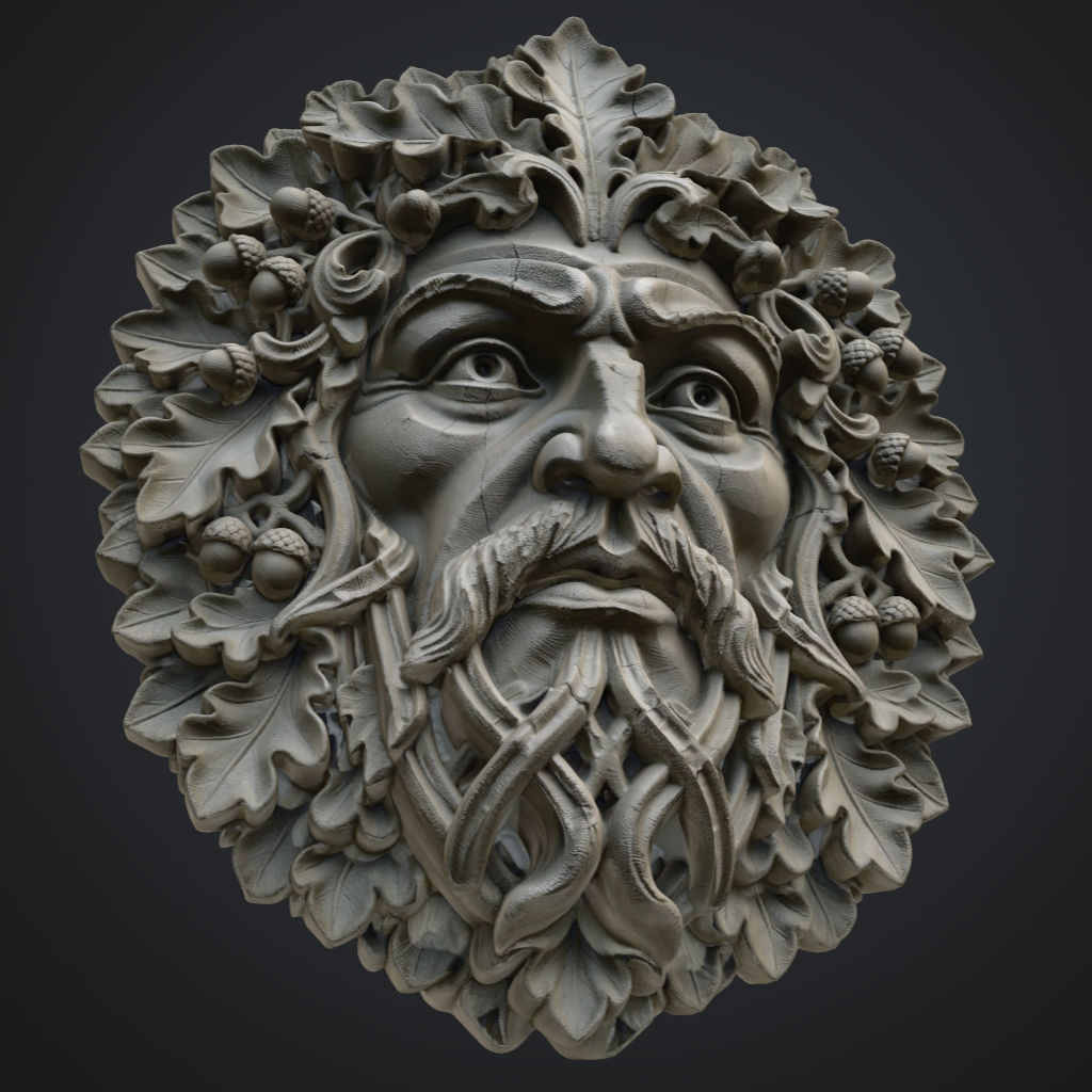 Gothic Stone Greenman CNC STL file preview 2