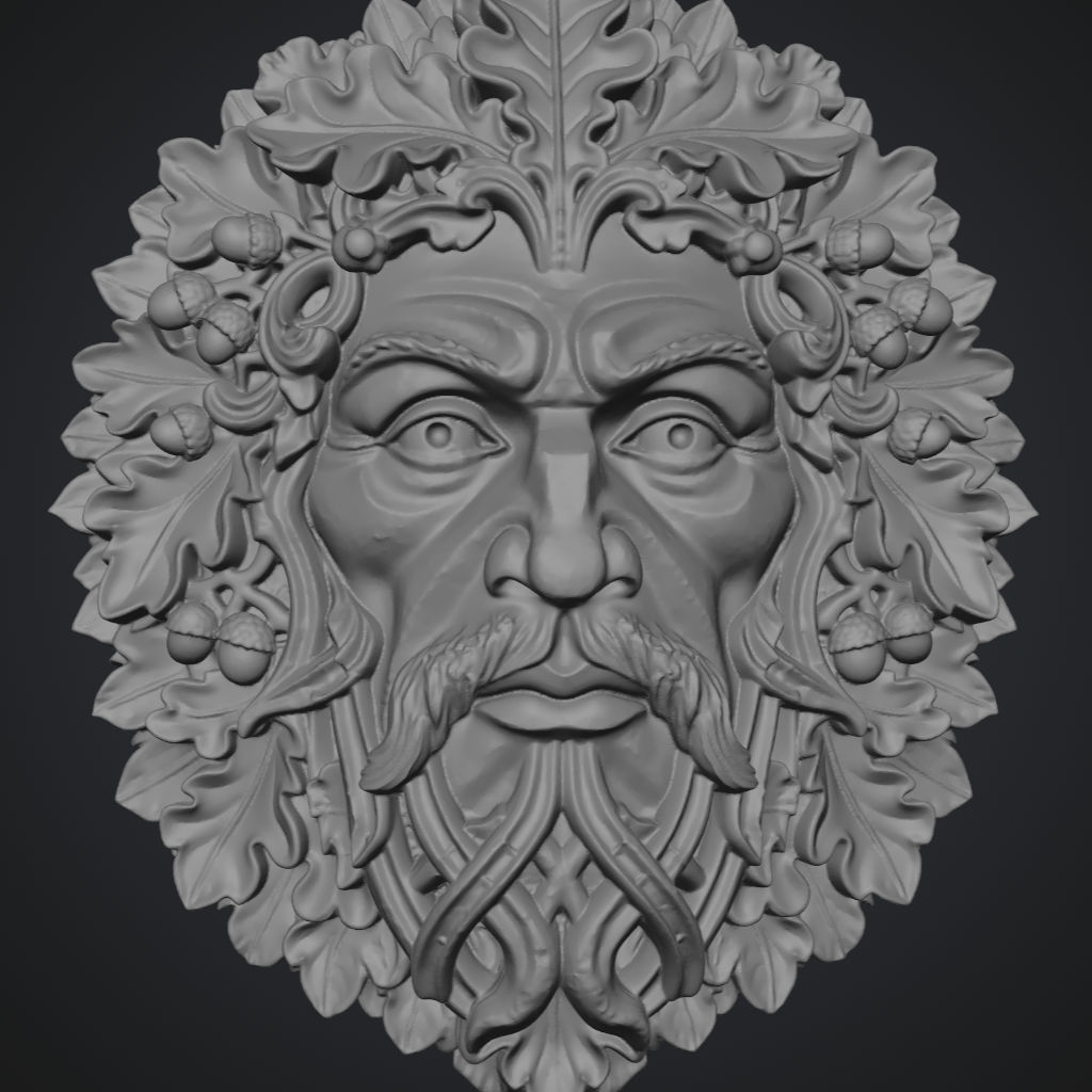 Gothic Stone Greenman CNC STL file preview 3
