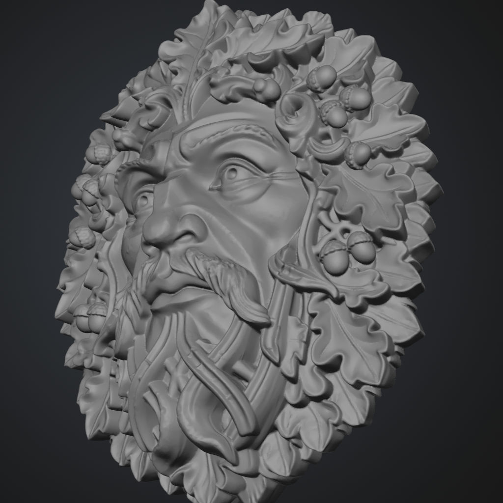 Gothic Stone Greenman CNC STL file preview 4