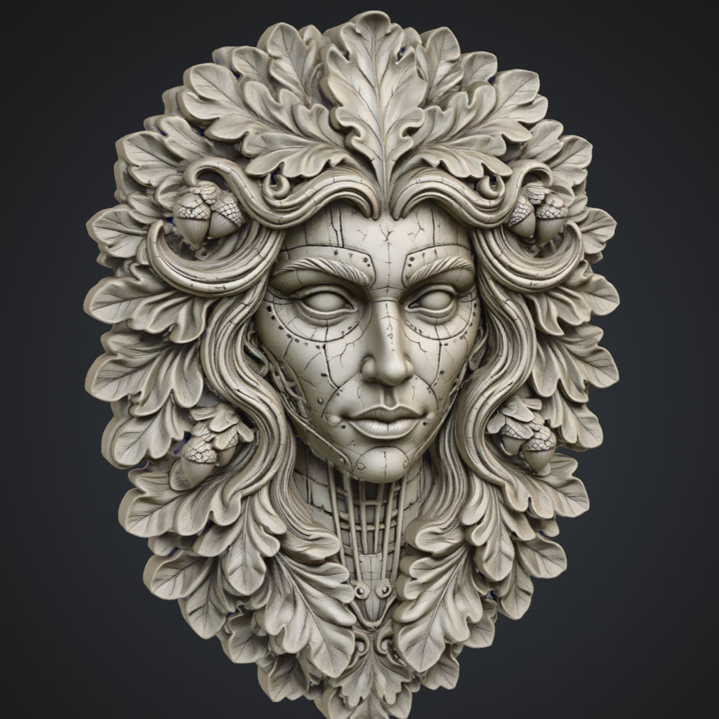 Green Girl Stern CNC STL file preview