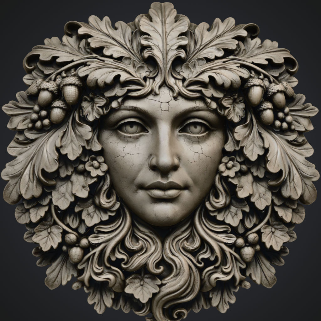 Green Girl Wreath CNC STL file preview
