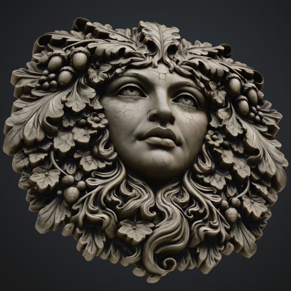 Green Girl Wreath CNC STL file preview 2
