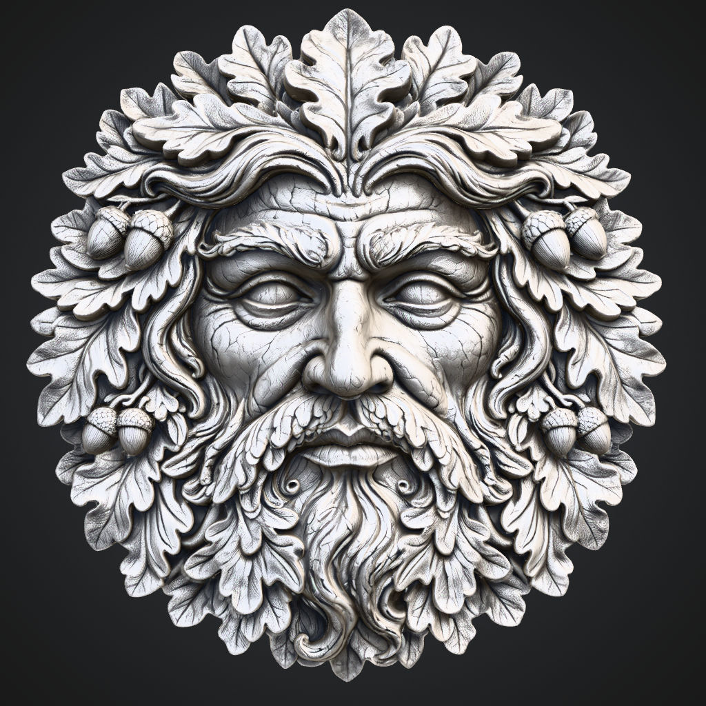Green Man Forest Firm Face King 3D CNC STL File CNC STL file preview