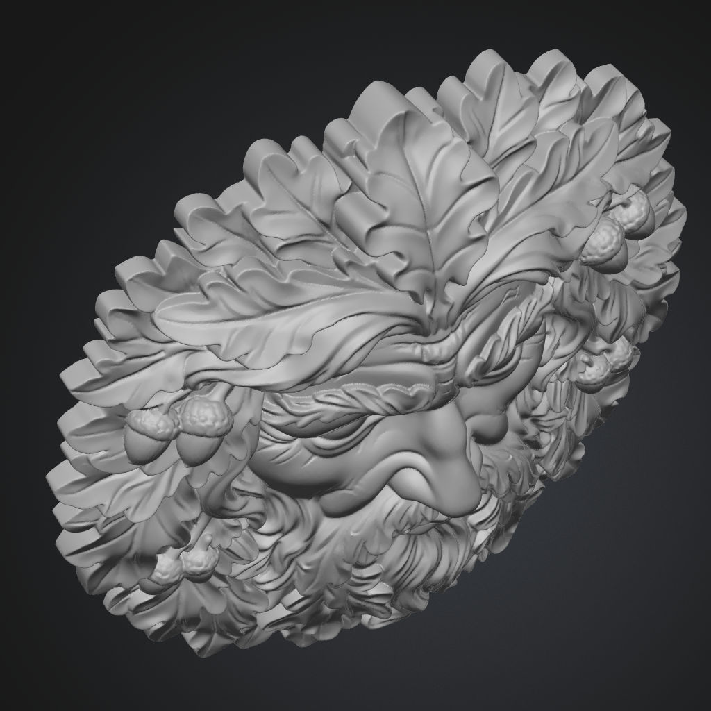 Green Man Forest Firm Face King 3D CNC STL File CNC STL file preview 4