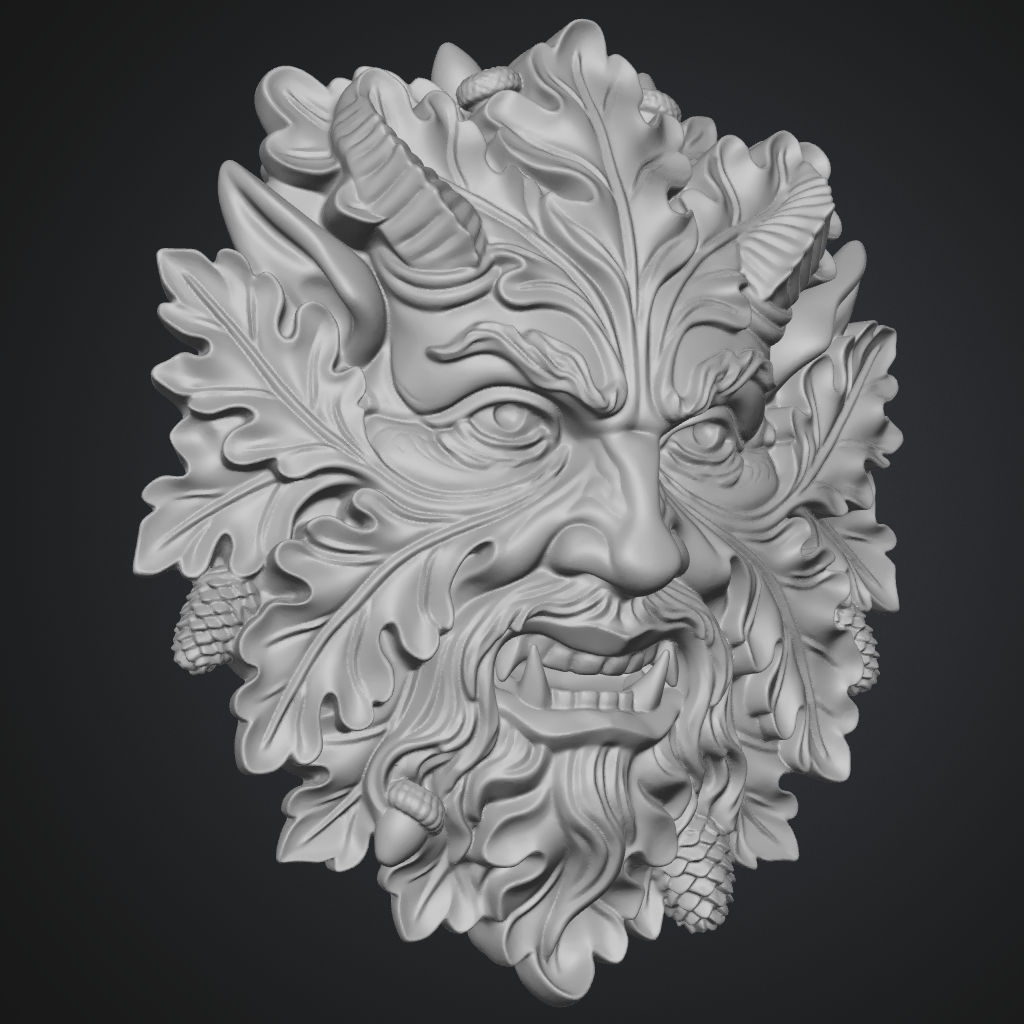 Horned Greeny CNC STL file preview 3