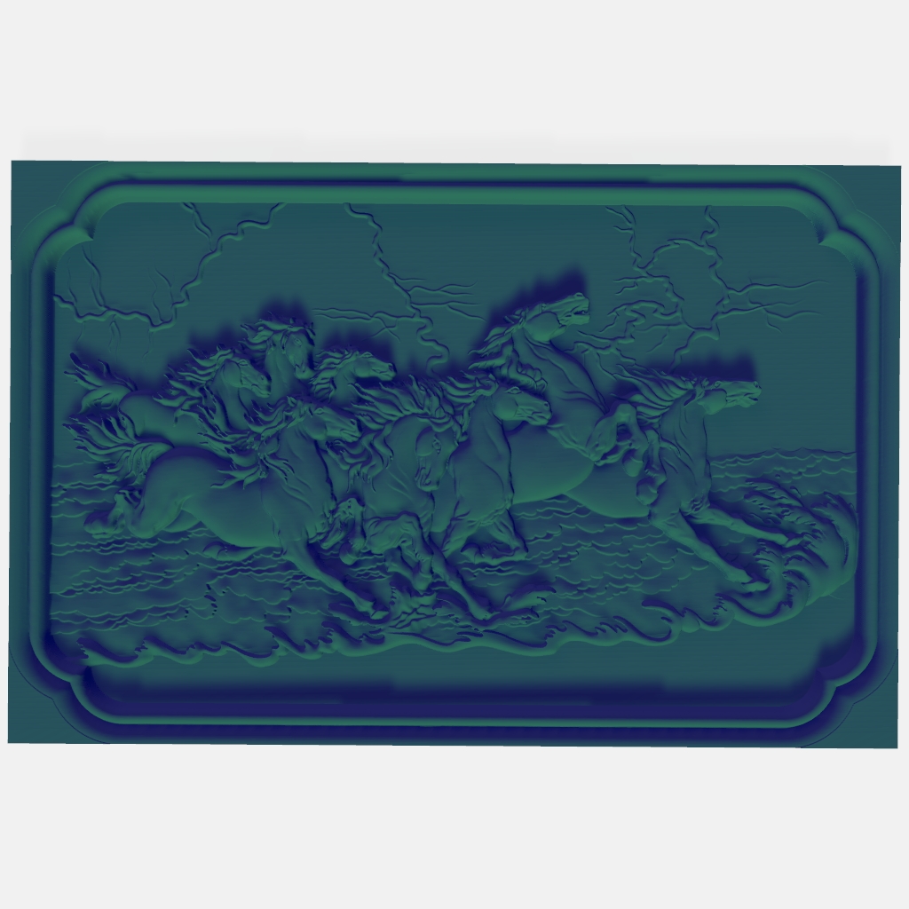 Horses Charging CNC STL file preview
