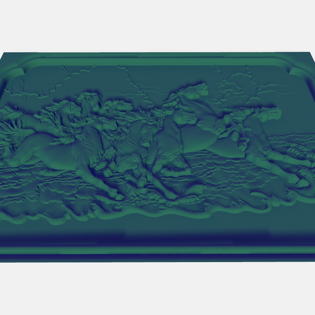 Horses Charging CNC STL file preview 2