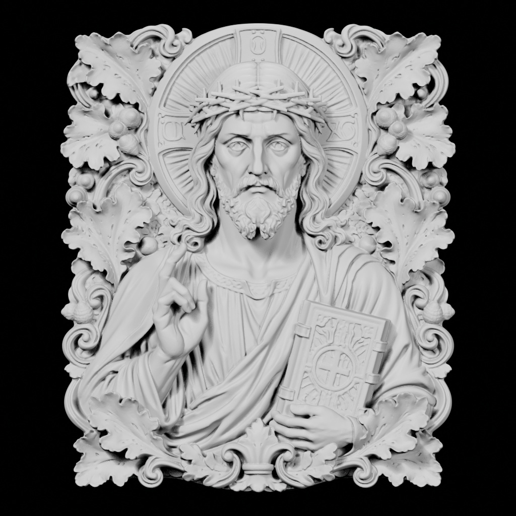 Jesus Bible CNC STL file preview