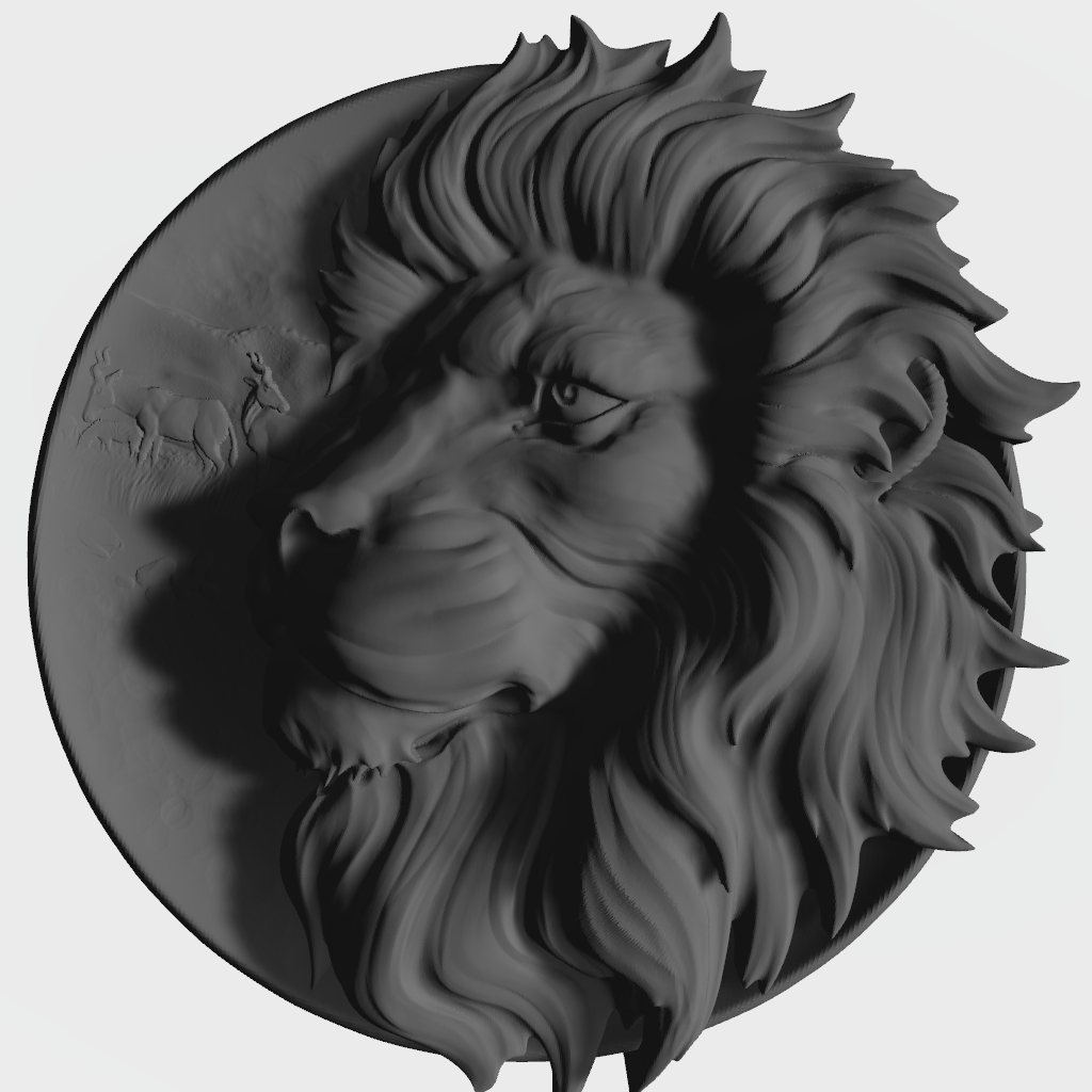 Majestic Hunting Lion Head Plaque CNC STL file preview 2