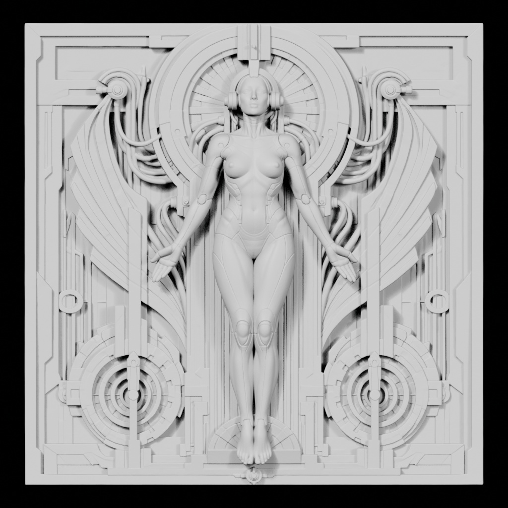 Metropolis Android Bas Relief CNC STL file preview