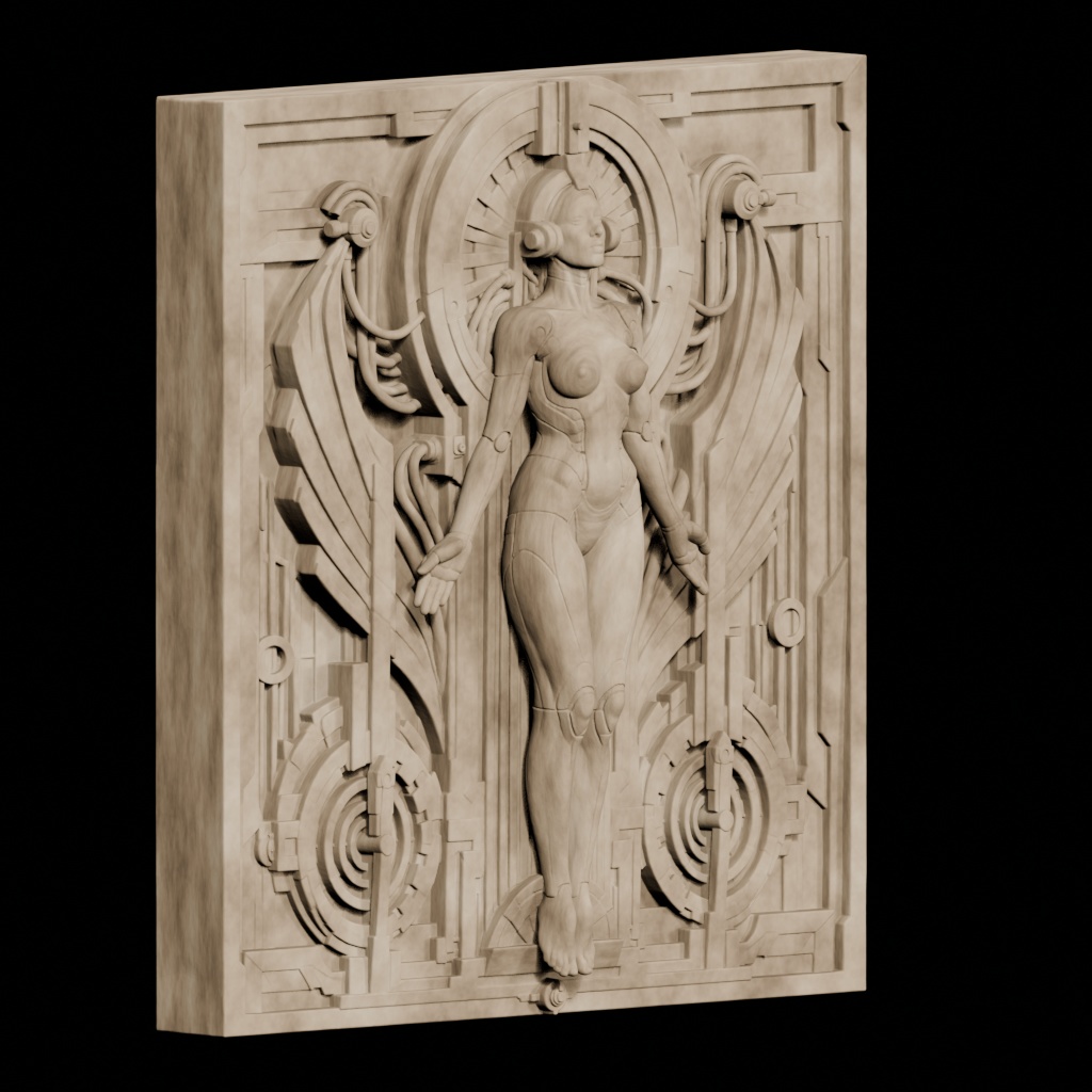 Metropolis Android Bas Relief CNC STL file preview 3