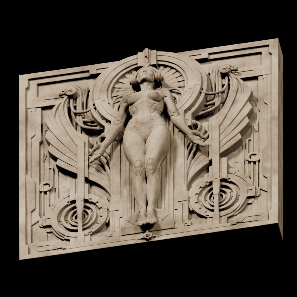 Metropolis Android Bas Relief CNC STL file preview 4