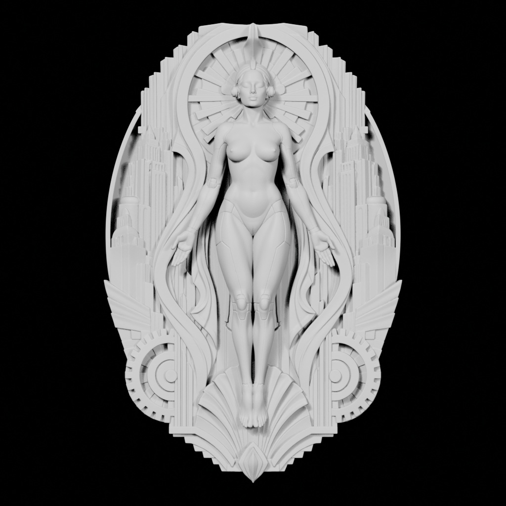 Metropolis Art Deco Nude CNC STL file preview