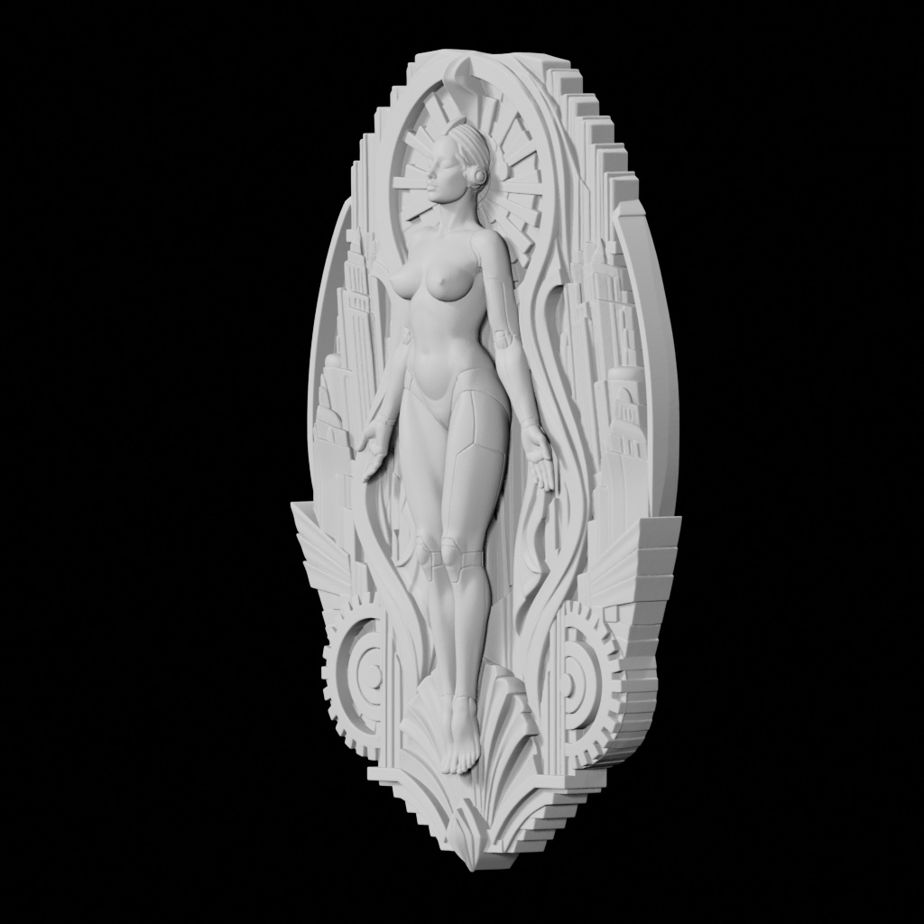 Metropolis Art Deco Nude CNC STL file preview 2