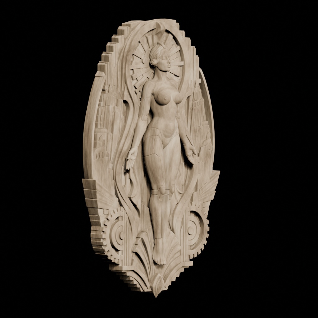 Metropolis Art Deco Nude CNC STL file preview 3