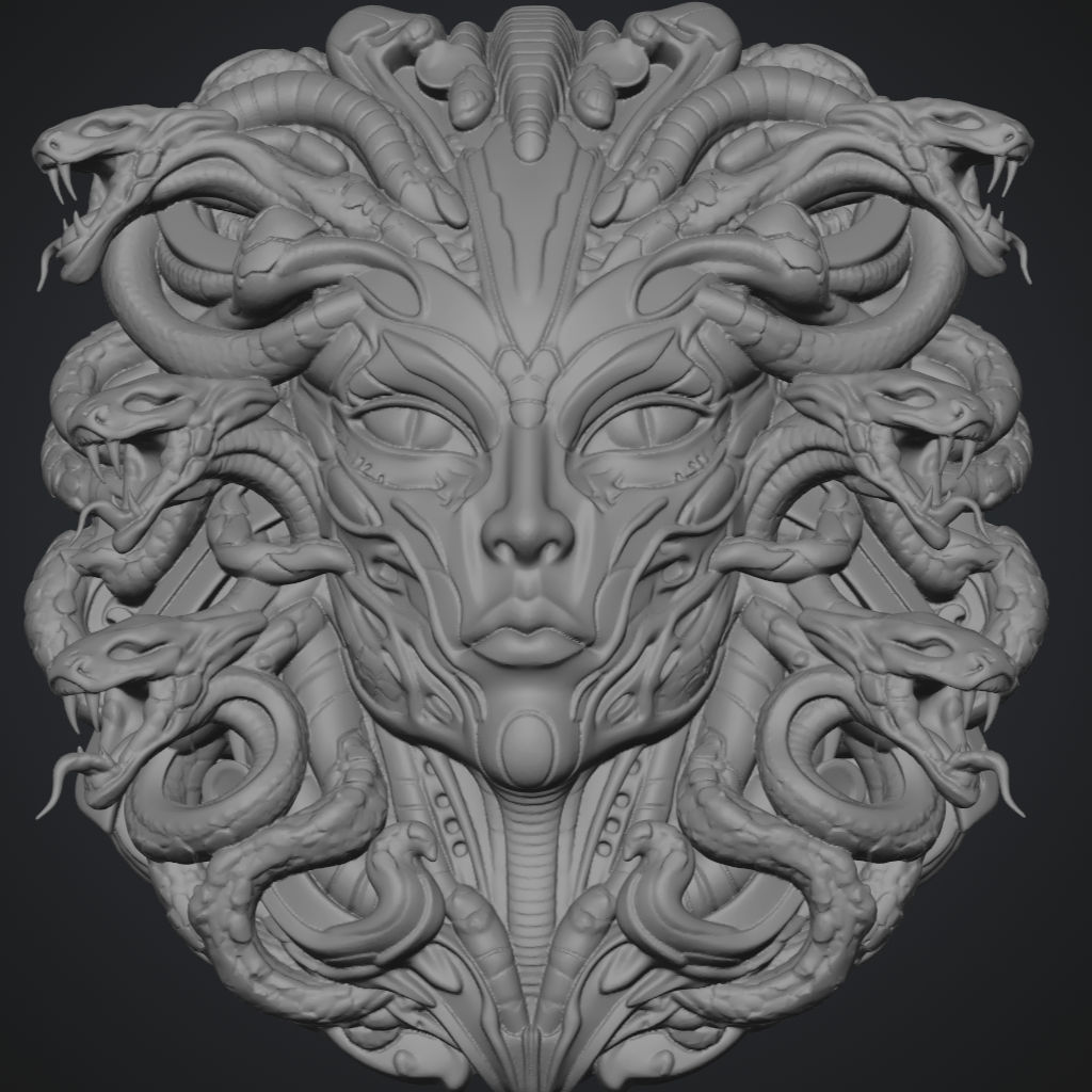 Mythical Alien Snake Face CNC STL file preview 3