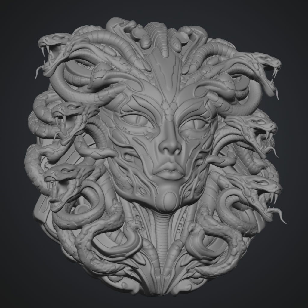 Mythical Alien Snake Face CNC STL file preview 4