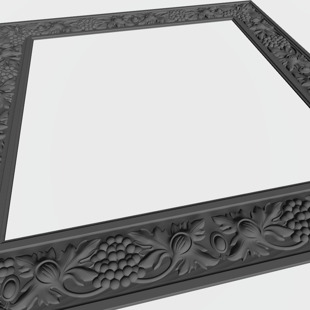Picture Frame Grapes Leaves CNC STL file preview 3