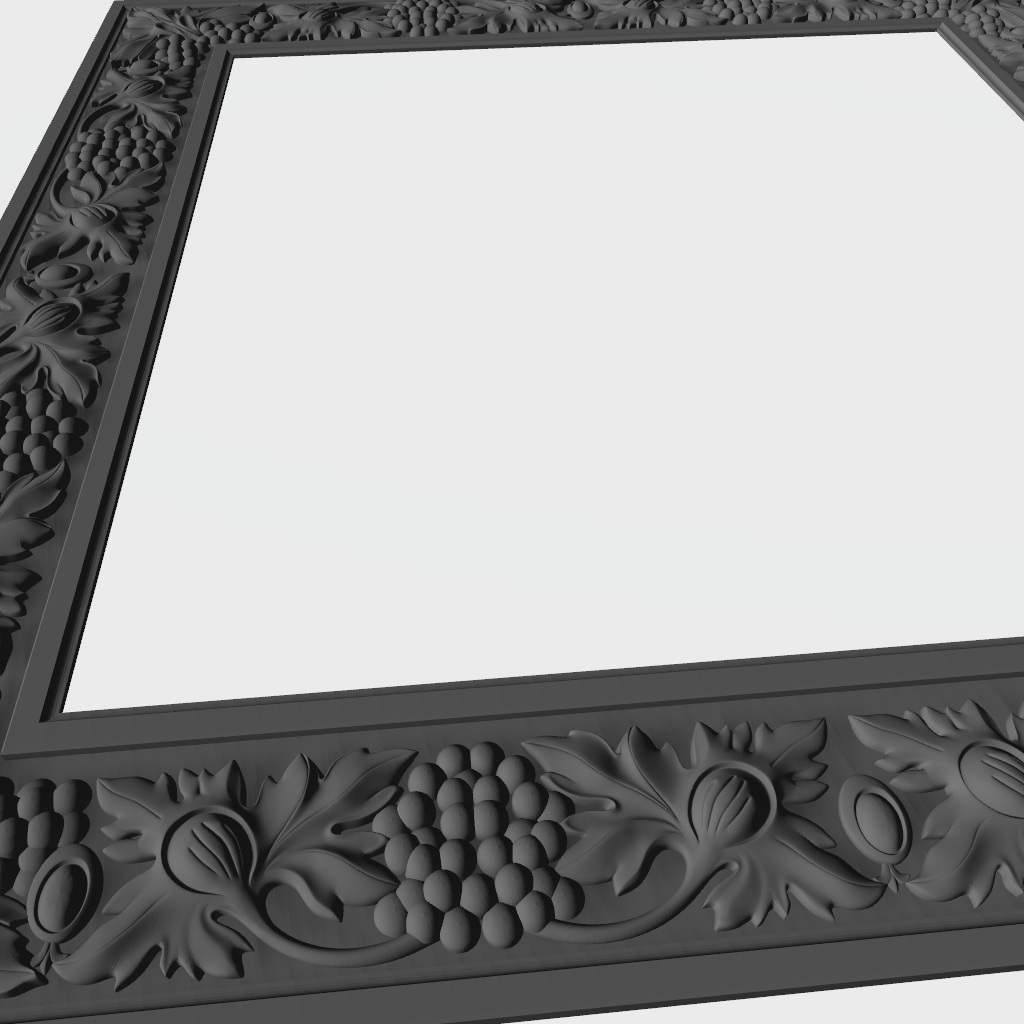 Picture Frame Grapes Leaves CNC STL file preview 4