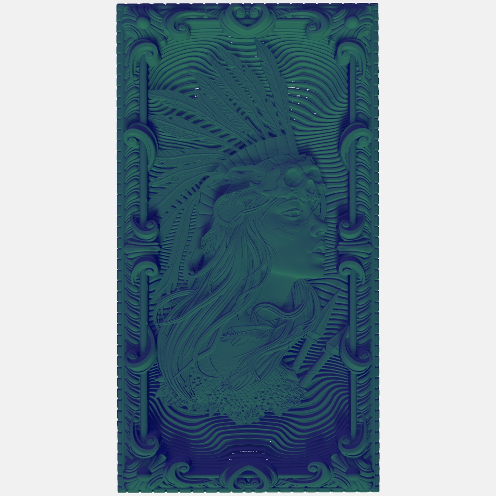 Red Indian Squaw Girl Face CNC STL file preview 2