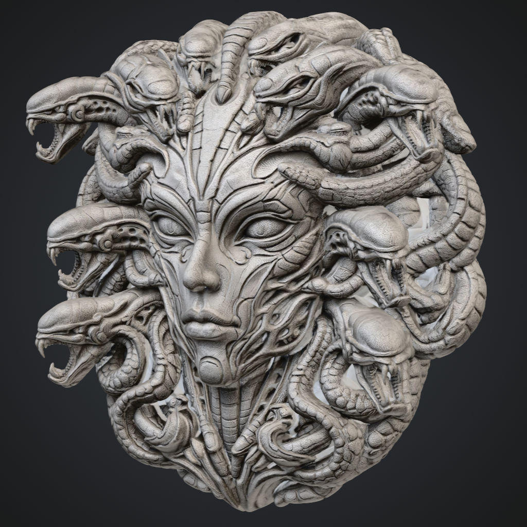 Reptilian Alien Face CNC STL file preview