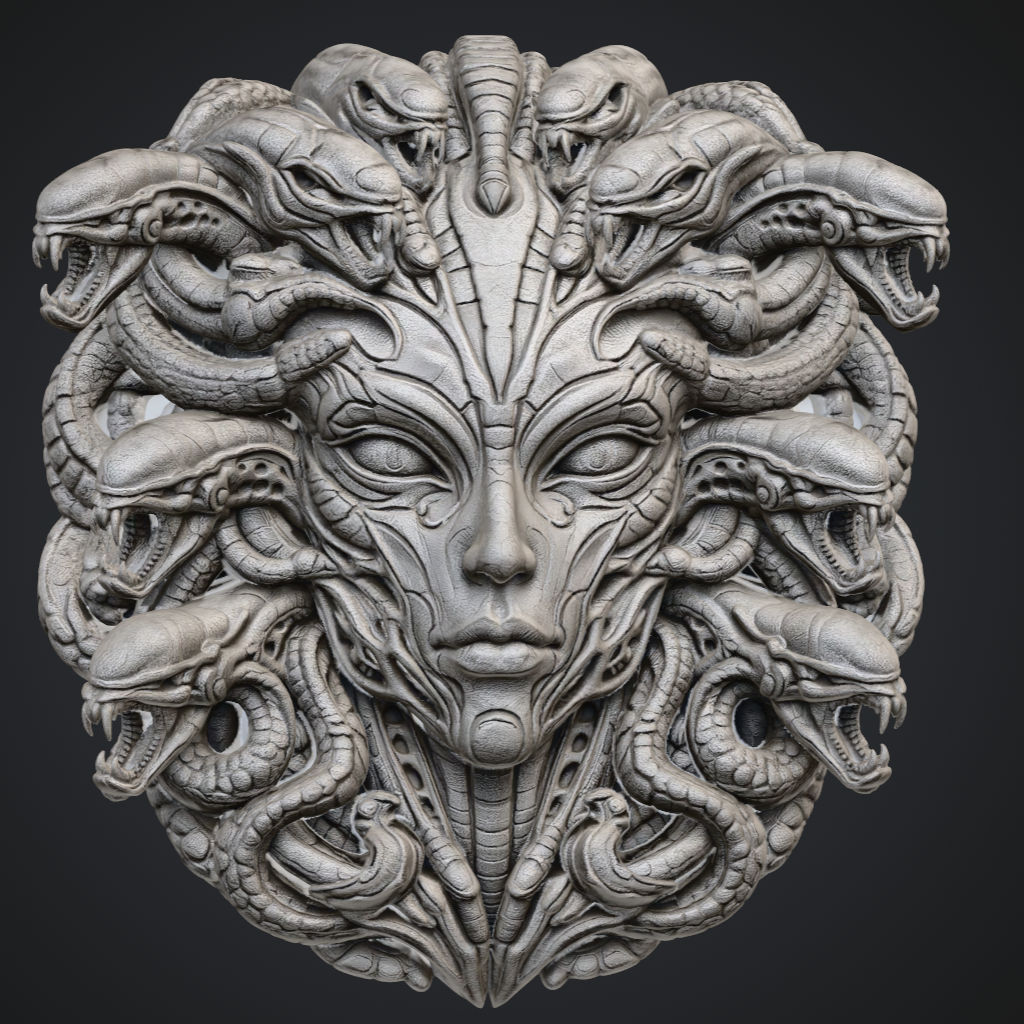 Reptilian Alien Face CNC STL file preview 2