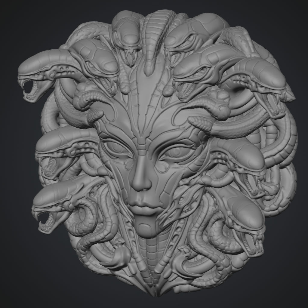 Reptilian Alien Face CNC STL file preview 3