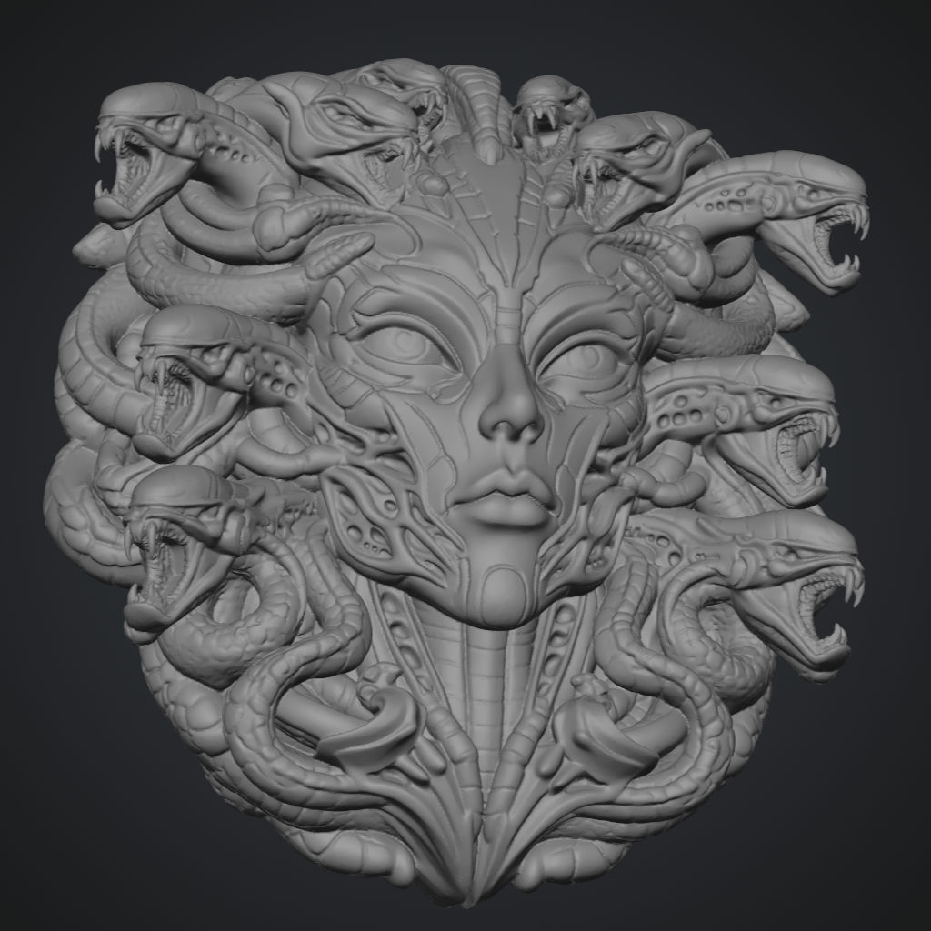 Reptilian Alien Face CNC STL file preview 4