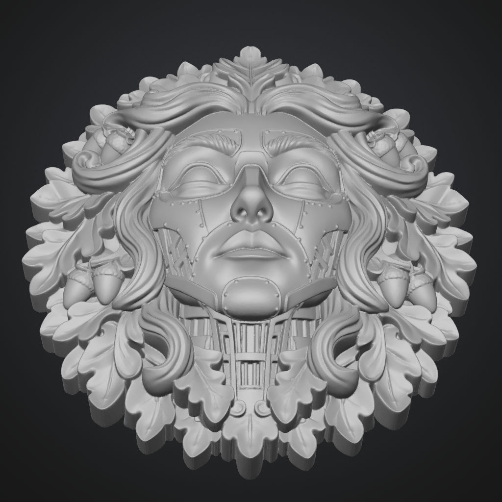 Robot Greenman Greenwoman Girl Lady 3D CNC Carving File CNC STL file preview 2