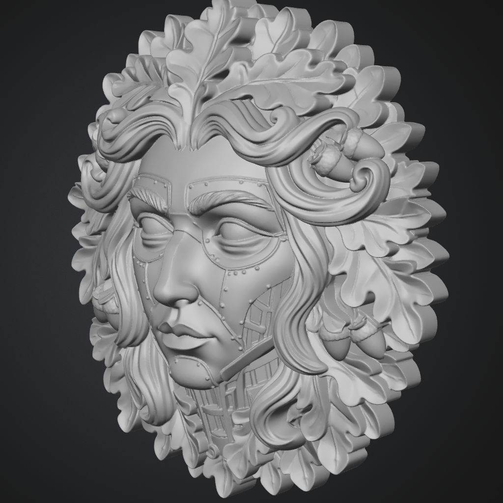 Robot Greenman Greenwoman Girl Lady 3D CNC Carving File CNC STL file preview 4