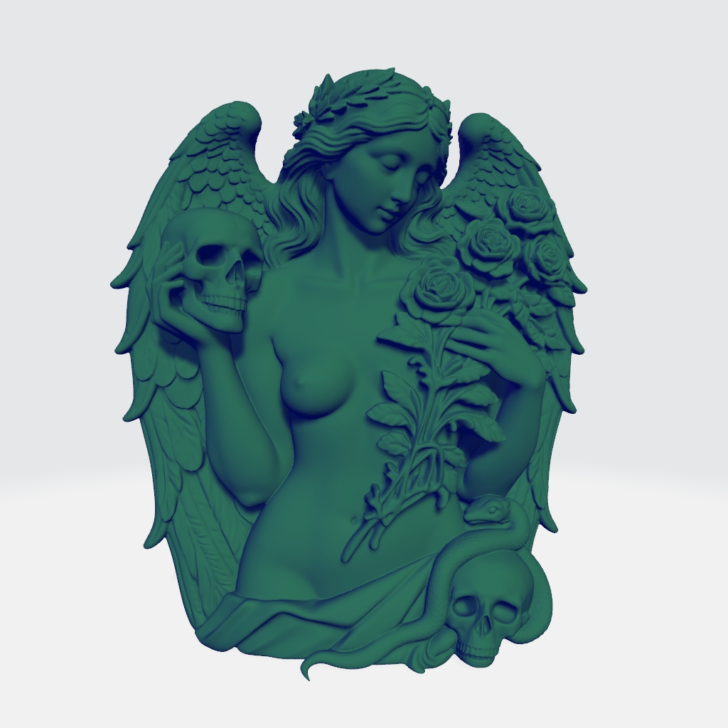 Skull Angel CNC STL file preview